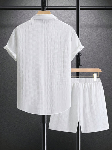 Levoire | Costume Rayé Pour Hommes Avec Col Rétro Et Manches Courtes