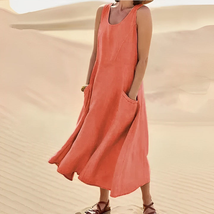 Levoire | Robe Sans Manches Avec 2 Poches Fendues Orange
