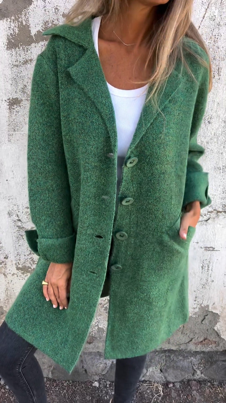 Levoire | Manteau long décontracté avec revers Vert