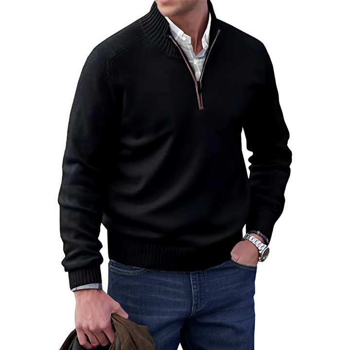 Levoire | Pull Homme Avec Col Zippé Noir