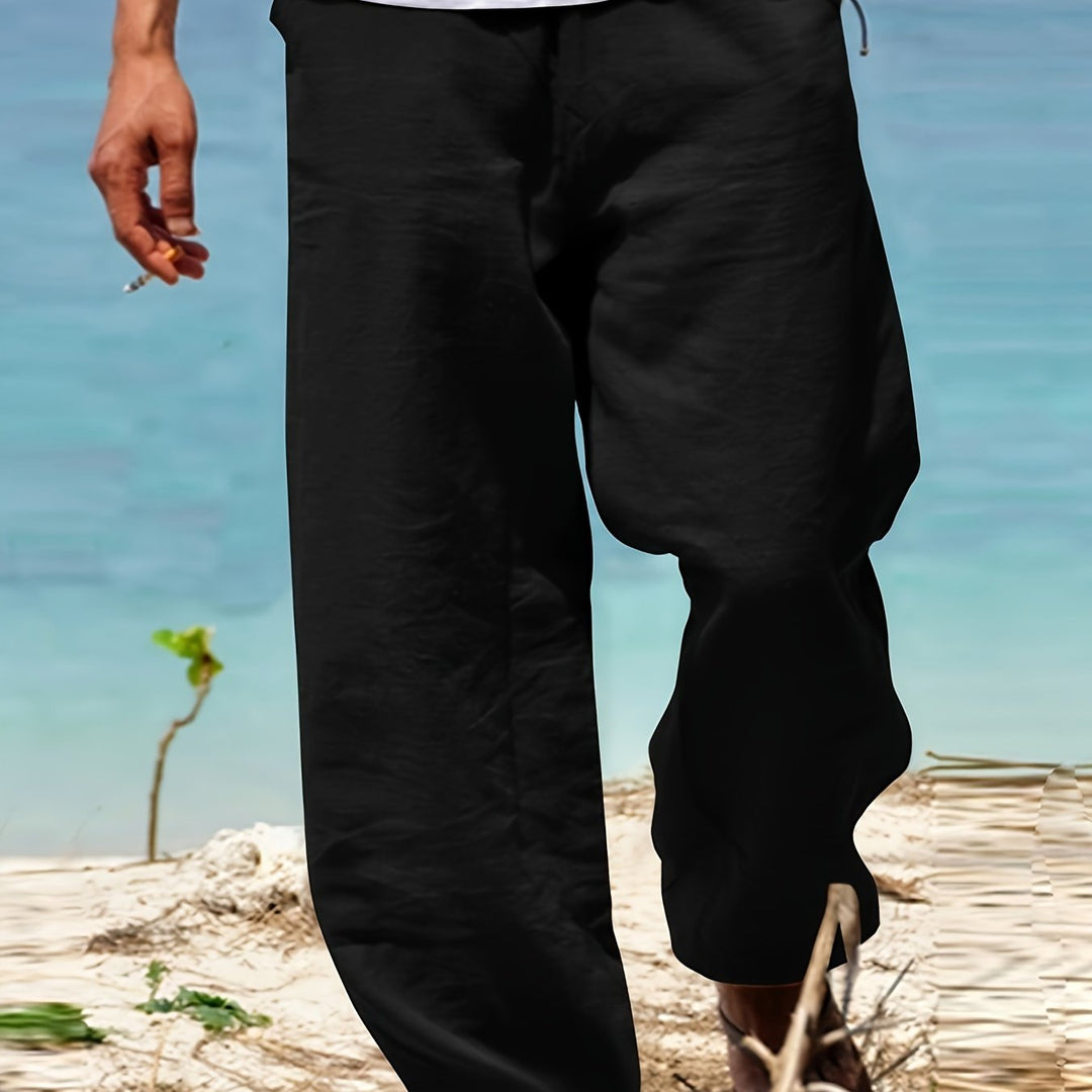 Levoire | Loisirs Coton Lin Pantalons Couleur Unie