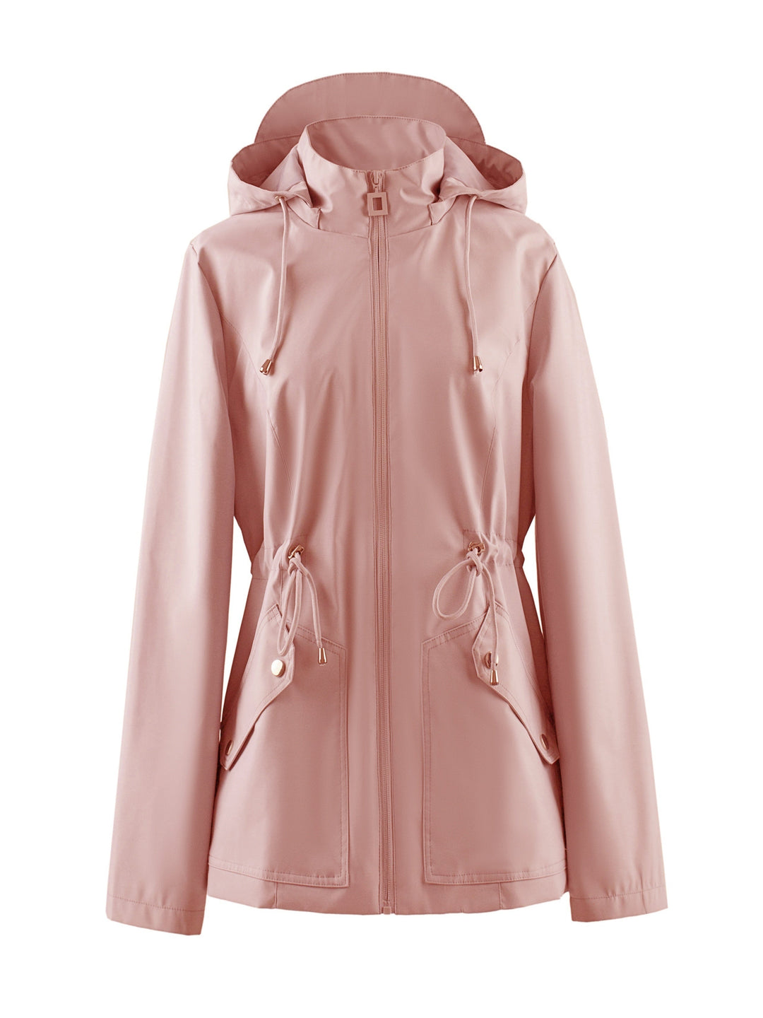 Levoire | Veste De Printemps Et D'Automne À Capuche Imperméable À Taille Empiriques Couleur rose pâle