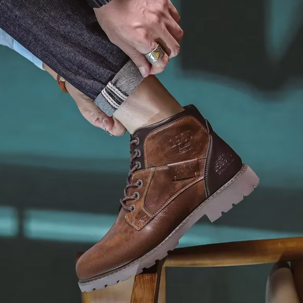 Levoire | Bottines rétro en cuir dans le style de la récolte du vin