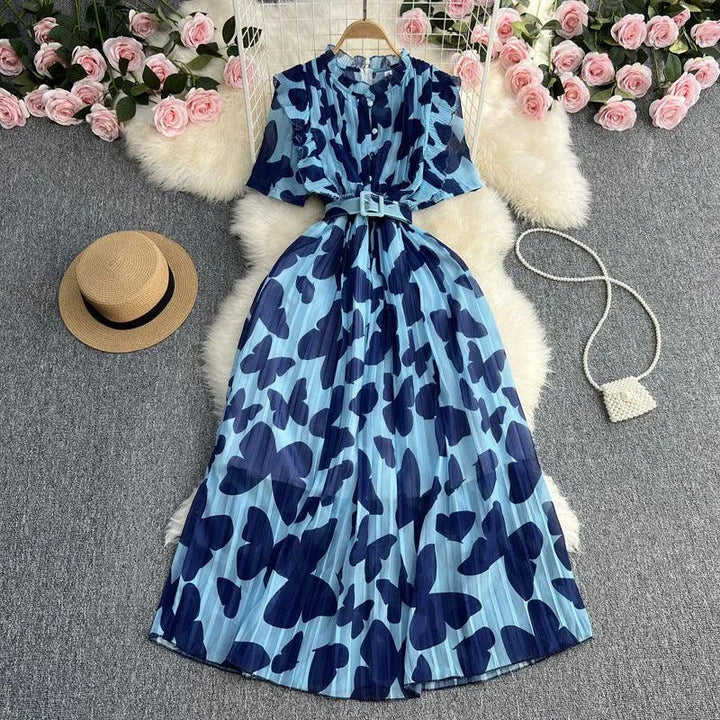 Levoire | Robe femme avec impression terrestre Bleu Taille libre