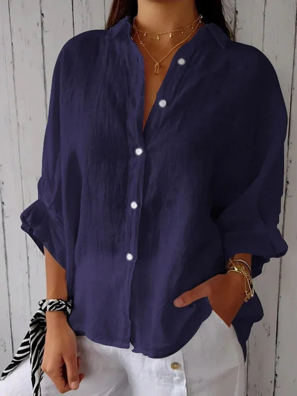 Levoire | Chemise à motif noué en coton et lin Bleu