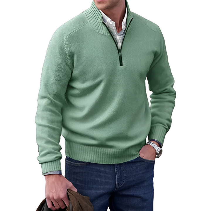 Levoire | Pull Homme Avec Col Zippé Vert