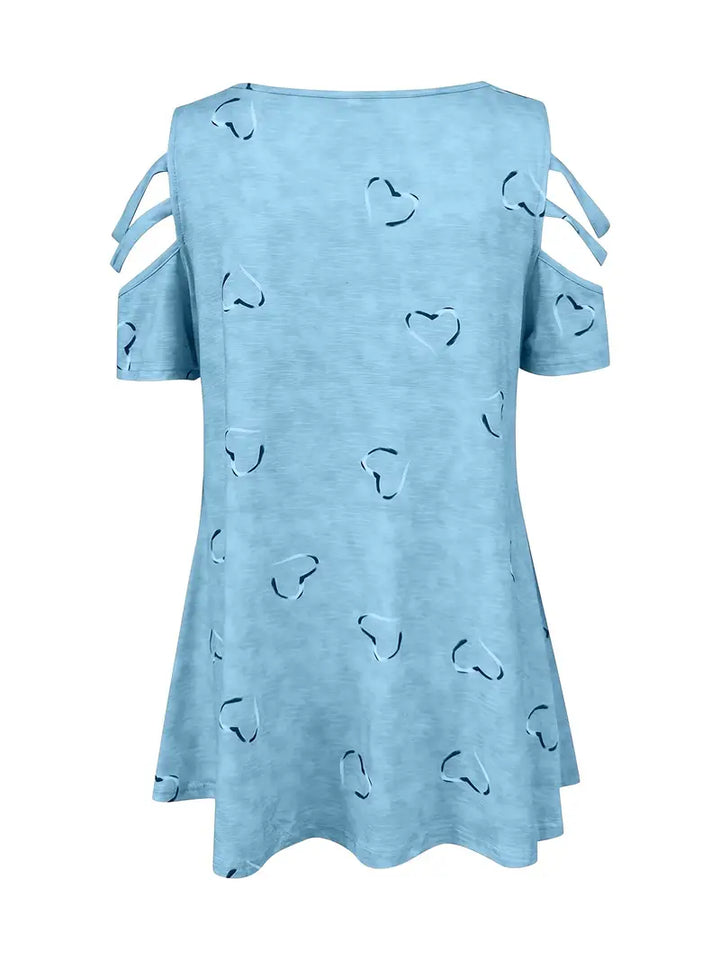 Levoire | T-Shirt Manches Courtes Motif Cœur Décolleté V