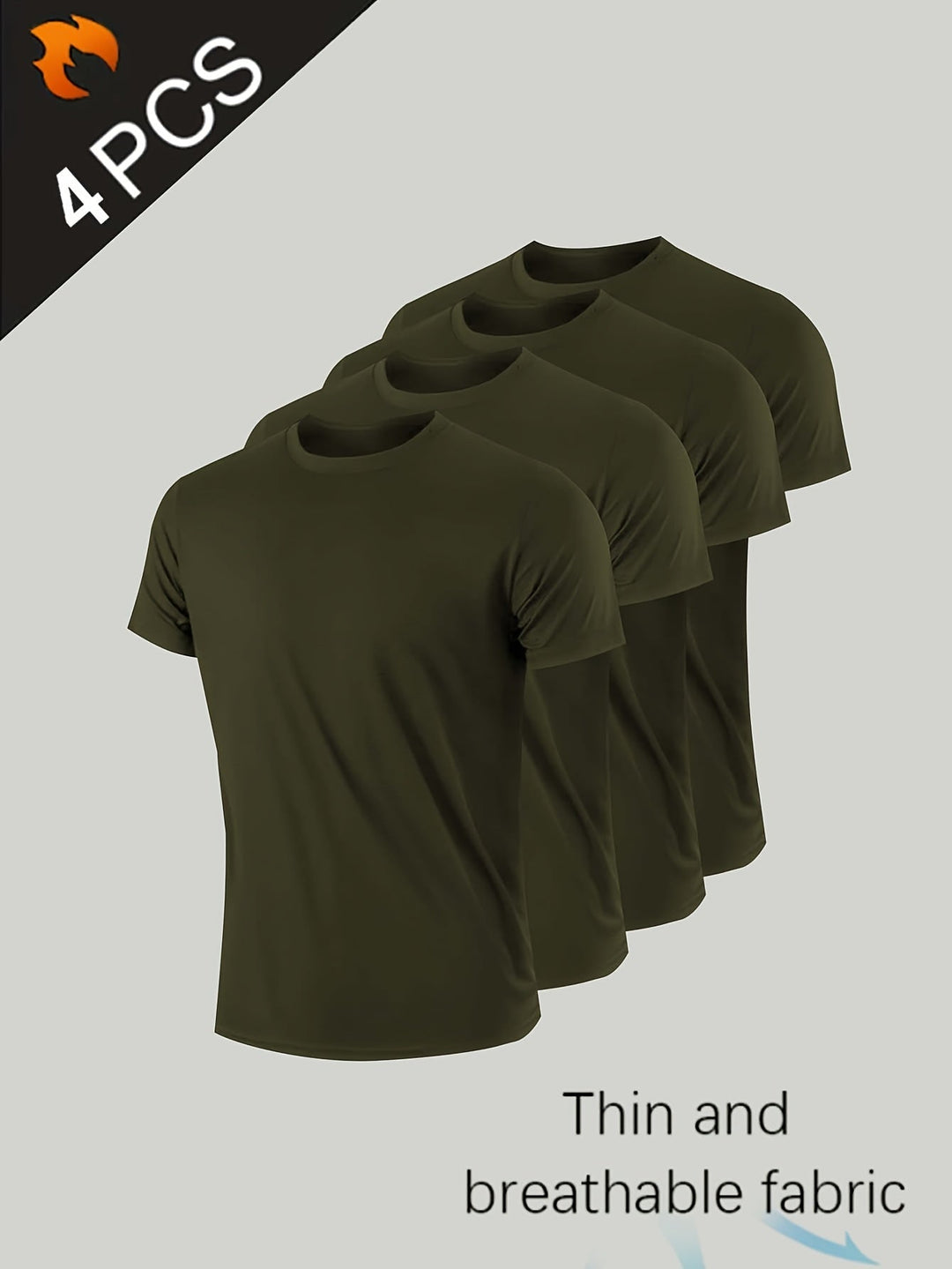 Levoire | T-Shirt Unicolore Pour Hommes À Manches Courtes Olive vert 1
