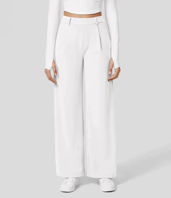 Levoire | Pantalon Palazzo Évasé Taille Haute Pour Femmes Blanc