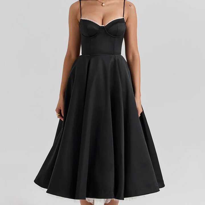 Levoire | Robe D'Été Élégante À Motifs De Roses Noir