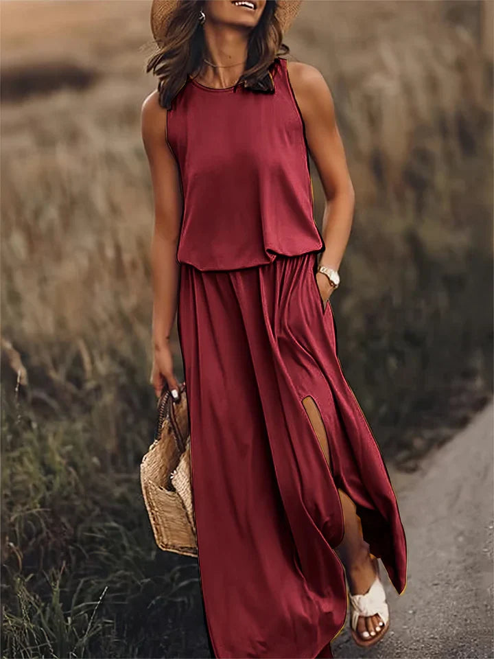 Levoire | Robe Maxi Unie Pour Femmes Rot