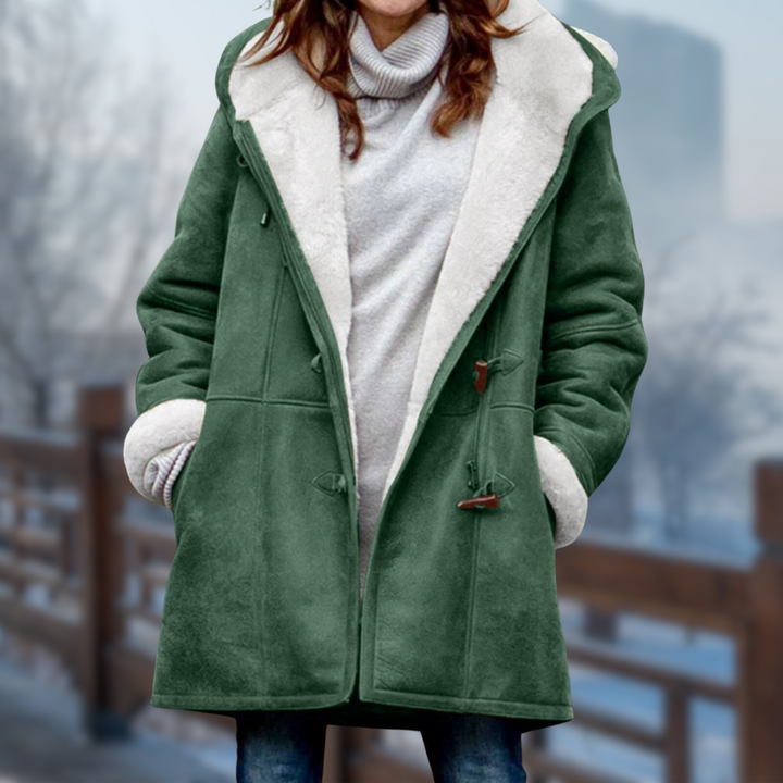Levoire | Manteau En Fleece Long Doux Et Confortable Pour Femmes Avec Capuche Vert