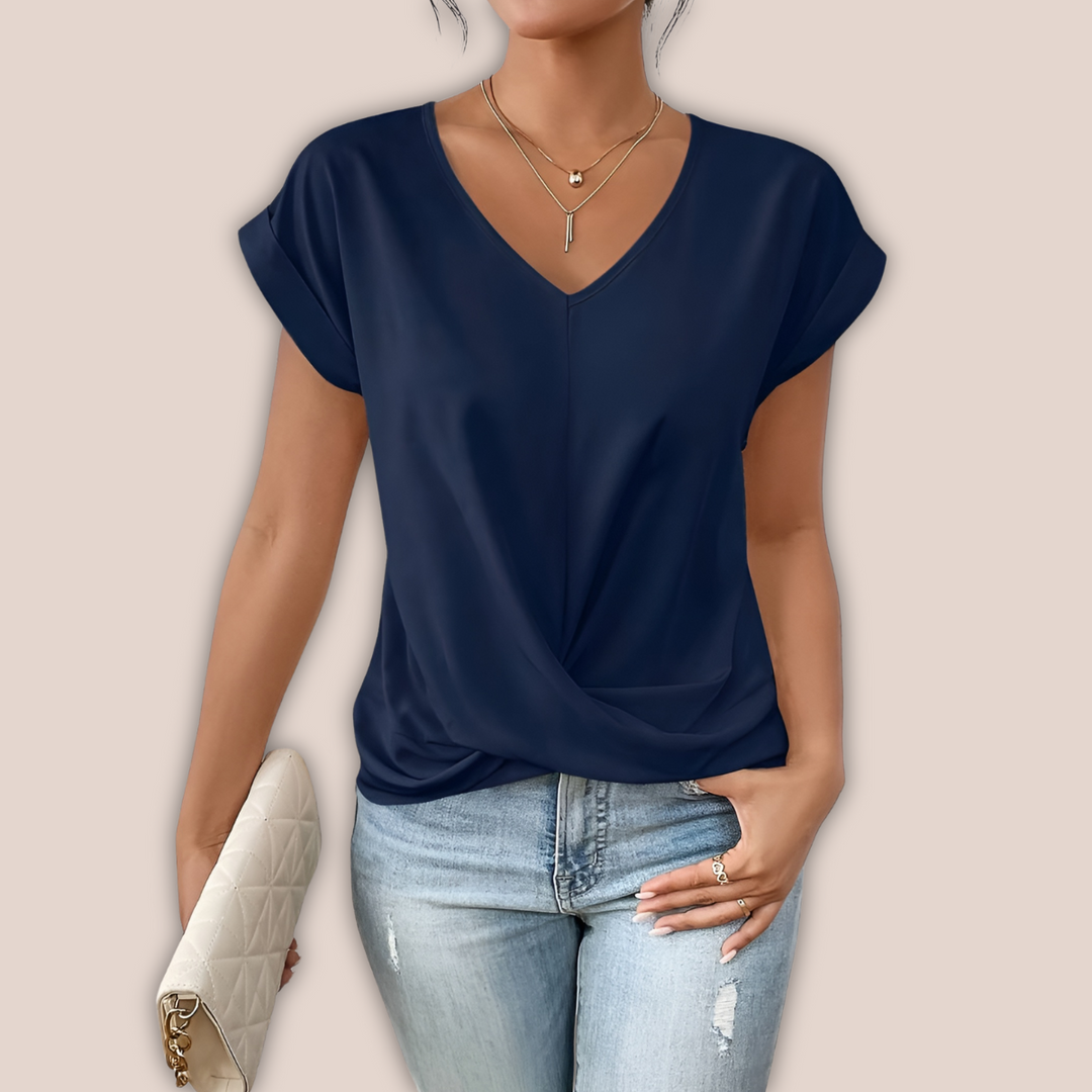 Levoire | Chemise D'Été Décontractée Avec Décolleté En V Bleu
