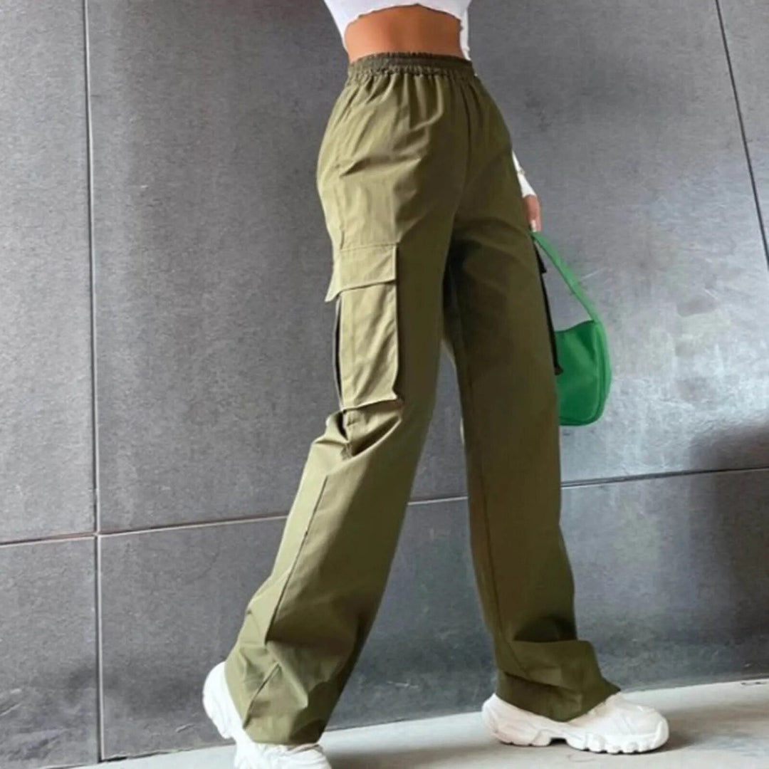 Levoire | Pantalons Cargo Taille Haute Avec Plusieurs Poches Vert