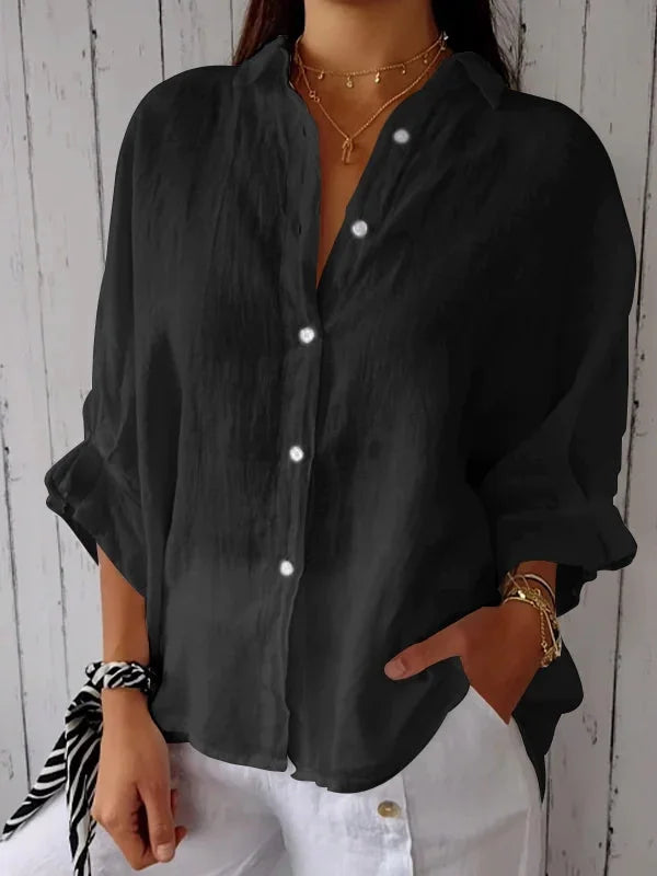 Levoire | Chemise à motif noué en coton et lin Noir