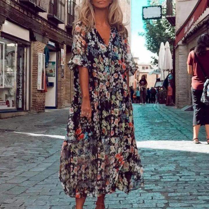 Levoire | Robe Longue À Fleurs Élégante À Manches Longues