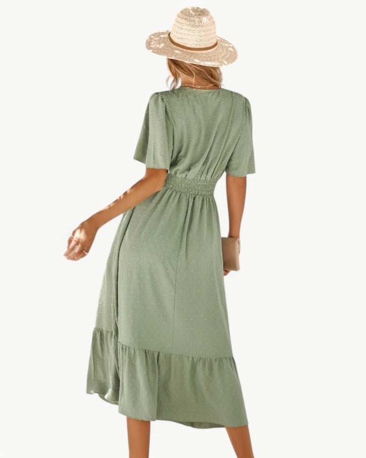 Levoire | Robe Longue À Encolure En V Avec Manches Courtes