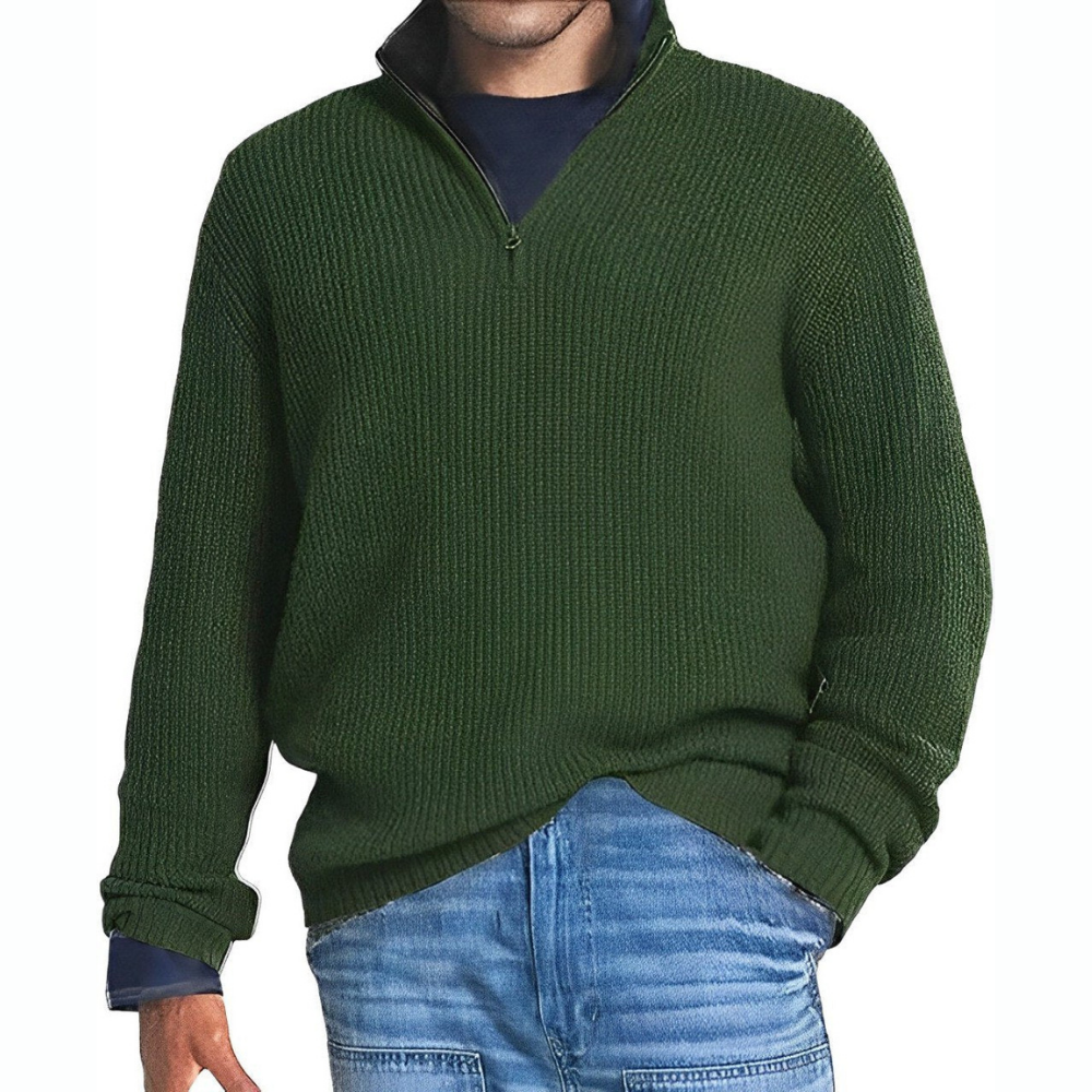 Levoire | Pull Homme Avec Col Zippé En Plusieurs Couleurs Vert