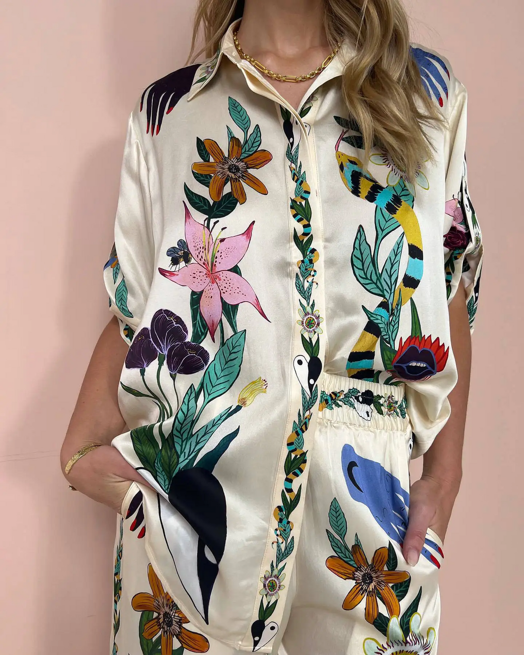 Levoire | Ensemble À Deux Pièces En Satin Avec Imprimé
