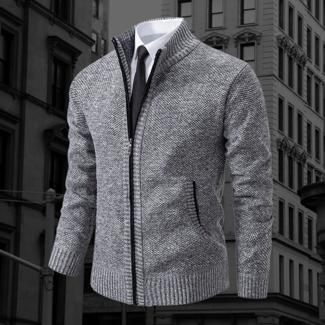 Levoire | Premium Col Roulé Cardigan Pour Hommes Gris