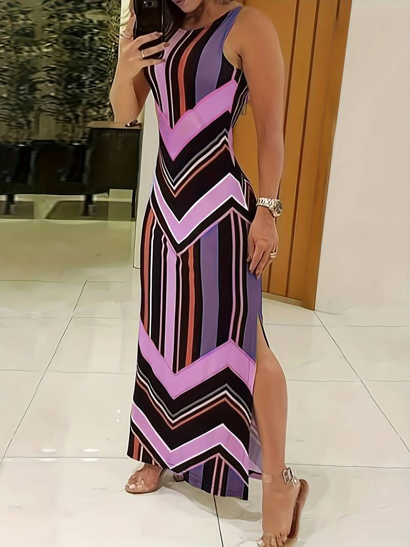 Levoire | Robe Maxi Sans Manches Avec Fente Latérale Fuchsie