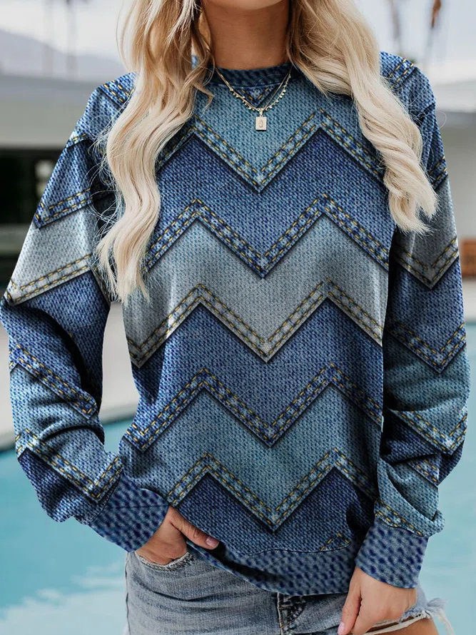 Levoire | Sweatshirt En Cachemire Géométrique Bleu