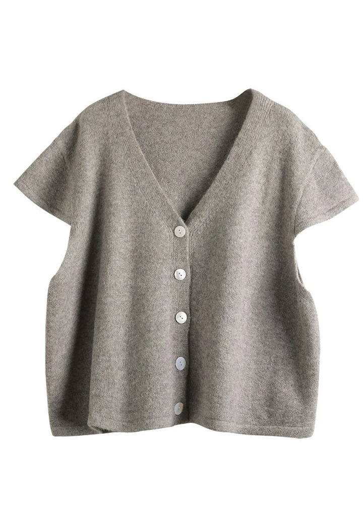 Levoire | V-Cou Veste À Boutons Sans Manches À Manches Courtes Pour Femmes