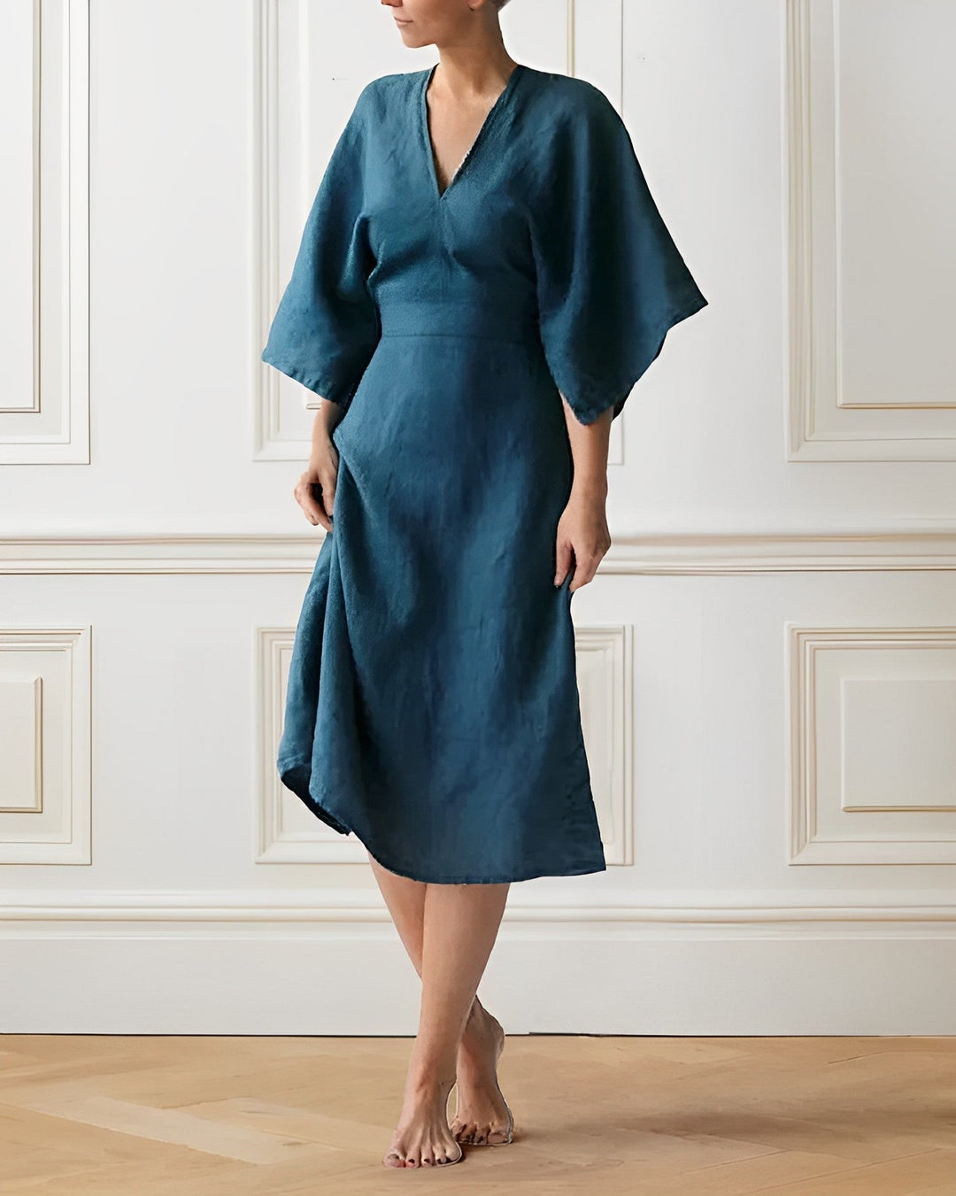 Levoire | Robe En Lin Élégante Bleu
