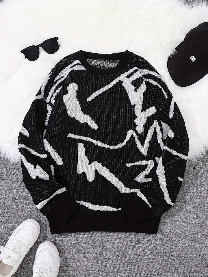 Levoire | Pull Homme Stylé Avec Impression Graffiti Noir