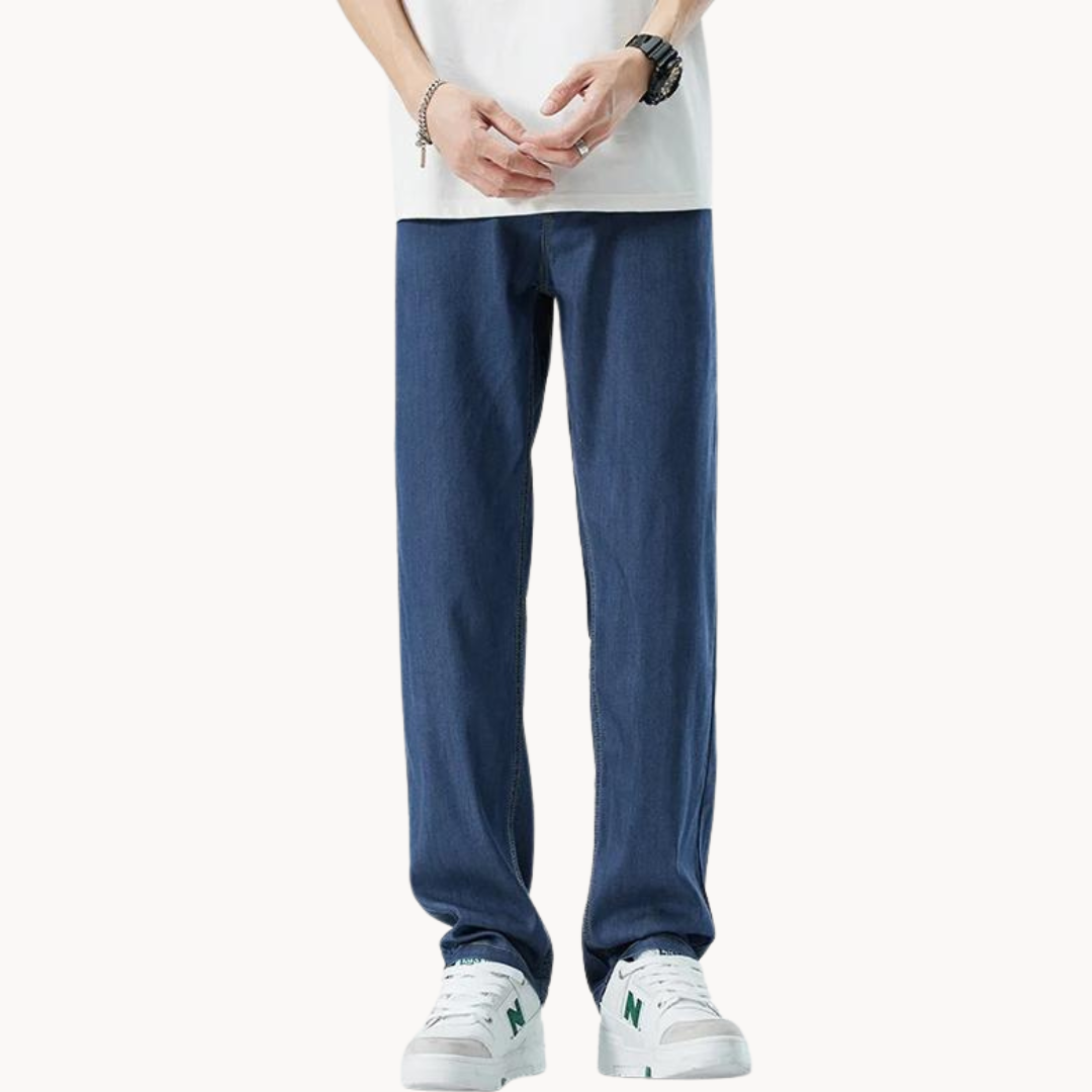 Levoire | Pantalons À Jambes Droites Léger Et Respirant Coupe Décontractée Indigo-lavage