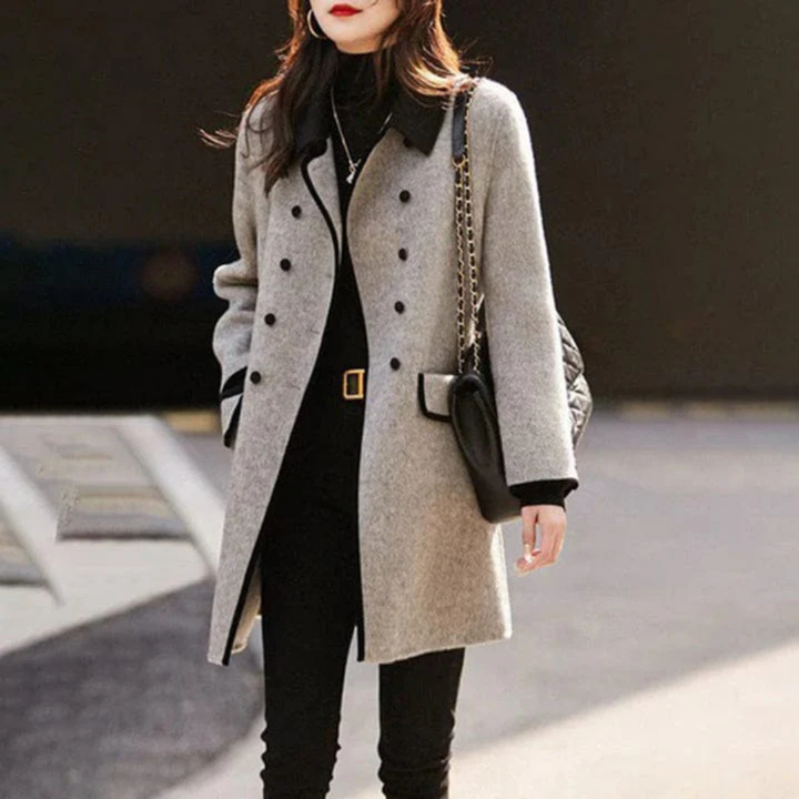 Levoire | Trench Coat Long D'Hiver Élégant À Manches Longues Gris