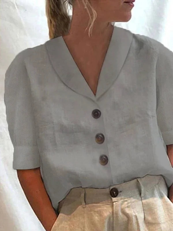 Levoire | Chemise Boutonnée Pour Femmes | Demi-manches Gris