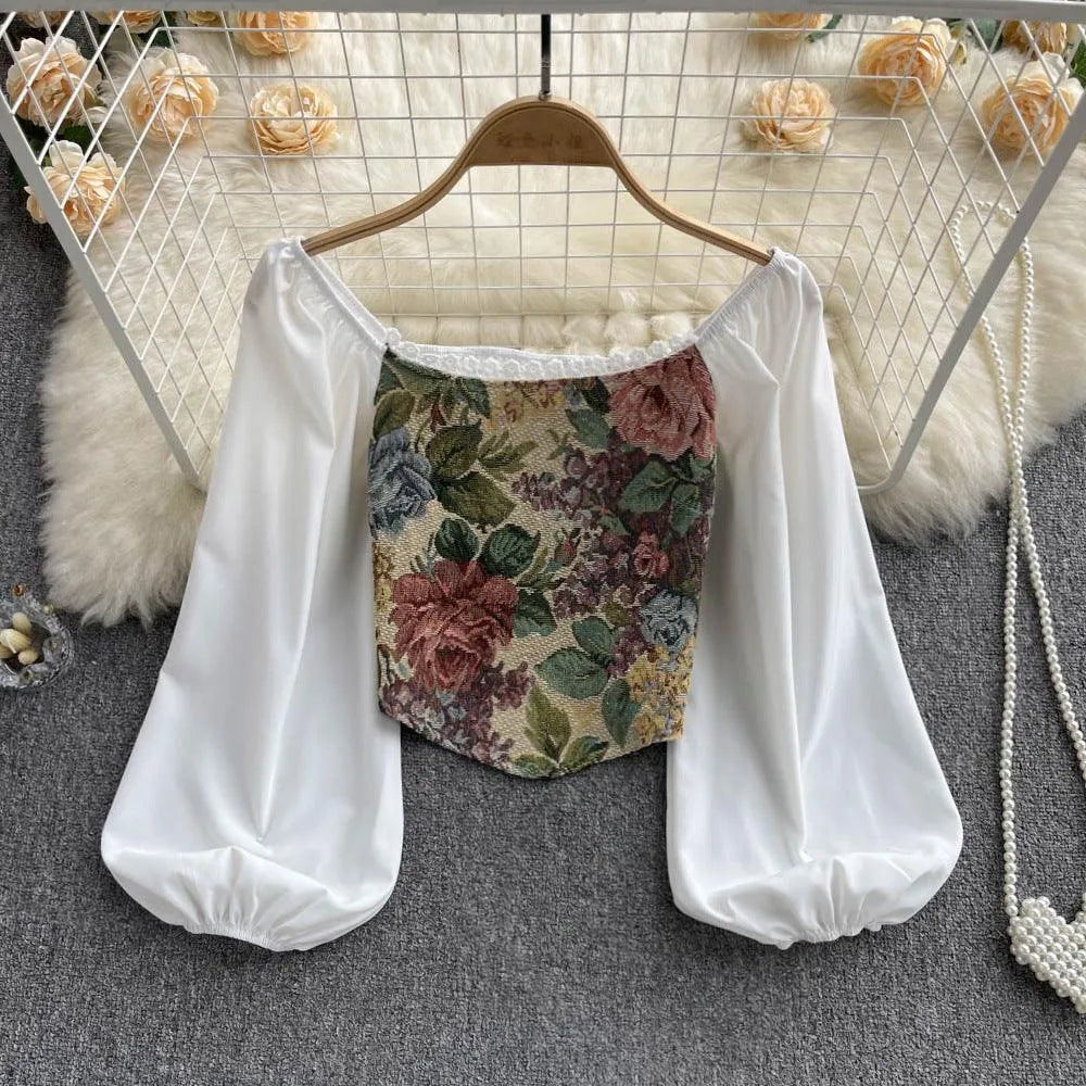 Levoire | Top coupe-palloklippa avec dentelle dans le style rétro Blanc Une taille
