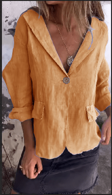 Levoire | Veste Décontractée À Revers À Un Bouton Orange