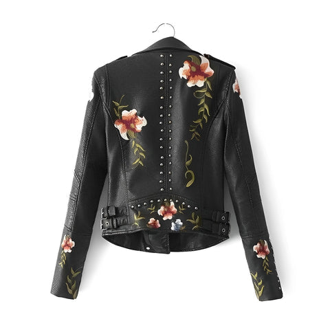Levoire | Veste en cuir avec broderie de fleurs