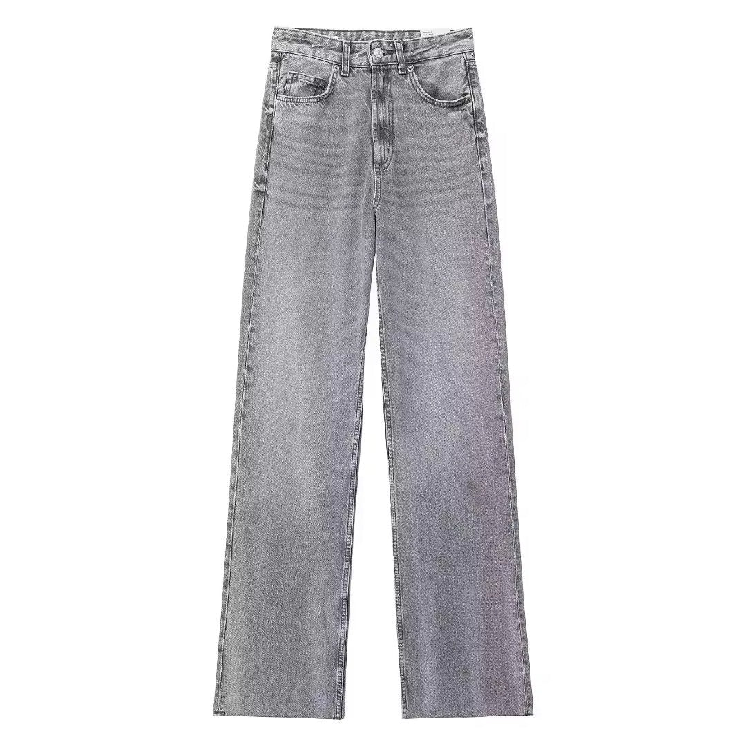 Levoire | Jean Classique Taille Haute Évasée Gris clair