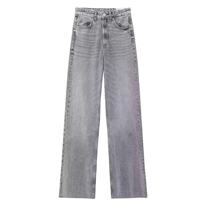 Levoire | Jean Classique Taille Haute Évasée Gris clair