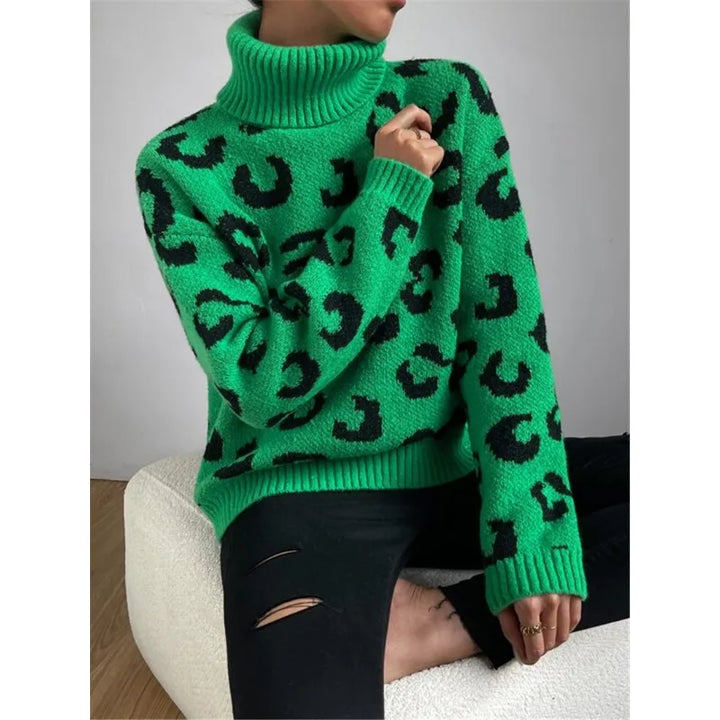 Levoire | Pull À Col Roulé Avec Motif Léopard
