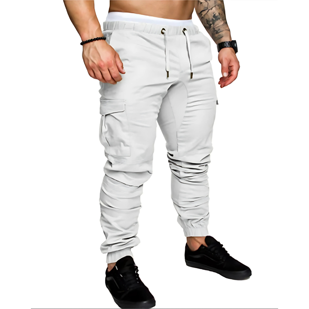 Levoire | Pantalons de course cargo pour hommes avec poches pratiques Blanc