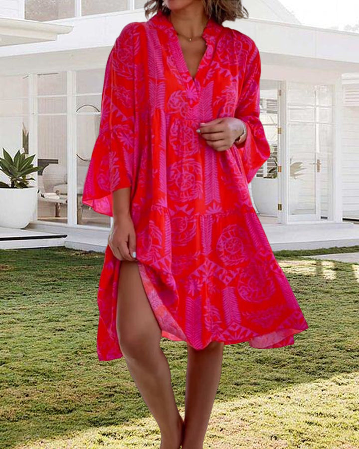 Levoire | Robe Imprimé Boho À Manches Trois Quarts