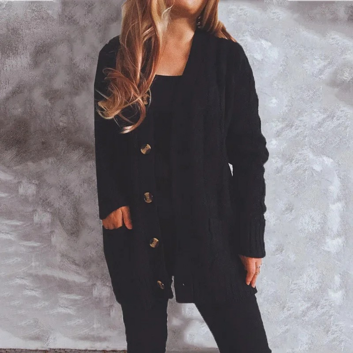 Levoire | Gilet à col haut pour femmes avec design en maille à cape Noir
