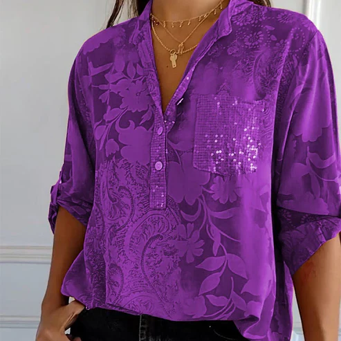 Levoire | Blouse À Manches Longues Avec Motif Floral Lila