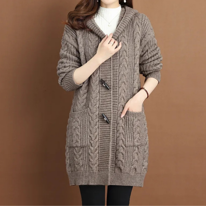 Levoire | Veste à capuche femme à bascule et maille design Orange foncé