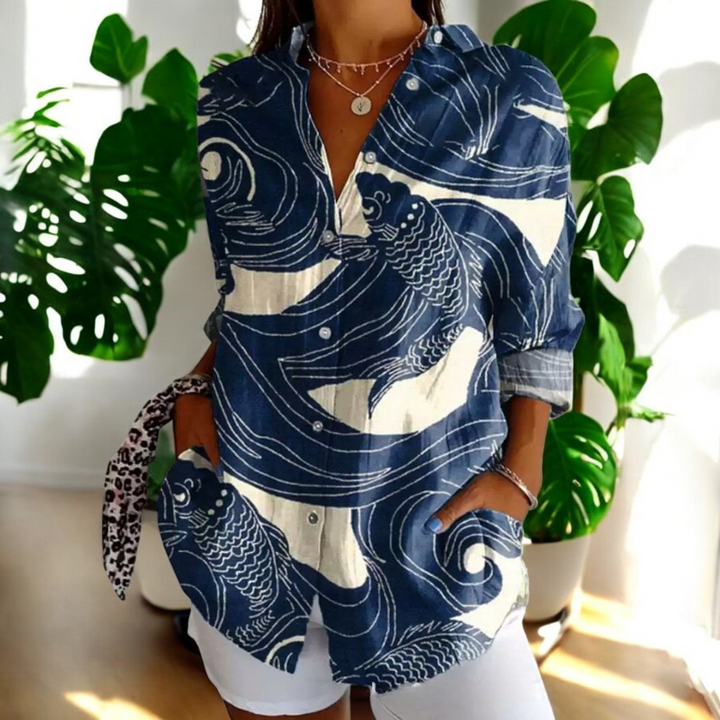 Levoire | Blouse Vive Avec Des Boutons Floraux Pour Femmes Carpe