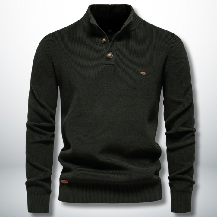 Levoire | Pull élégant et confortable avec des boutons Vert Foncé