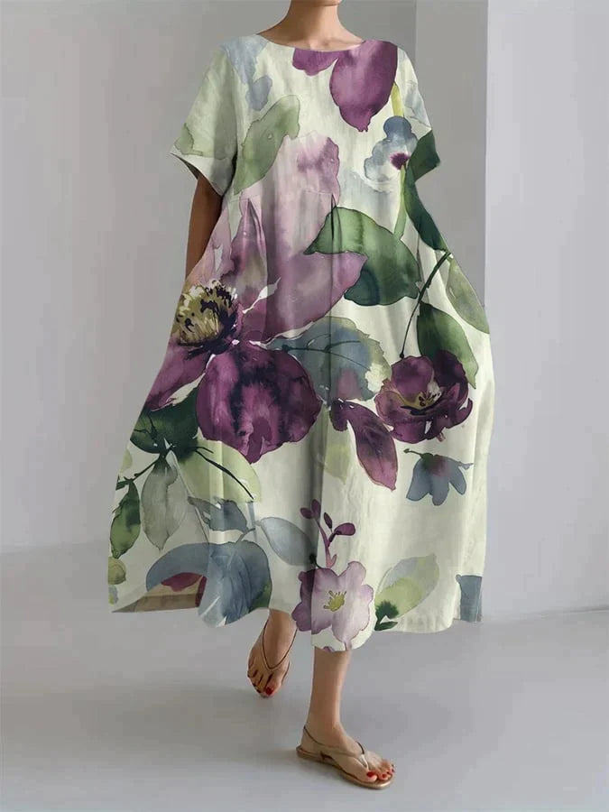 Levoire | Robe Pour Femmes Avec Motif Floral Et Coupe Ample Blanc