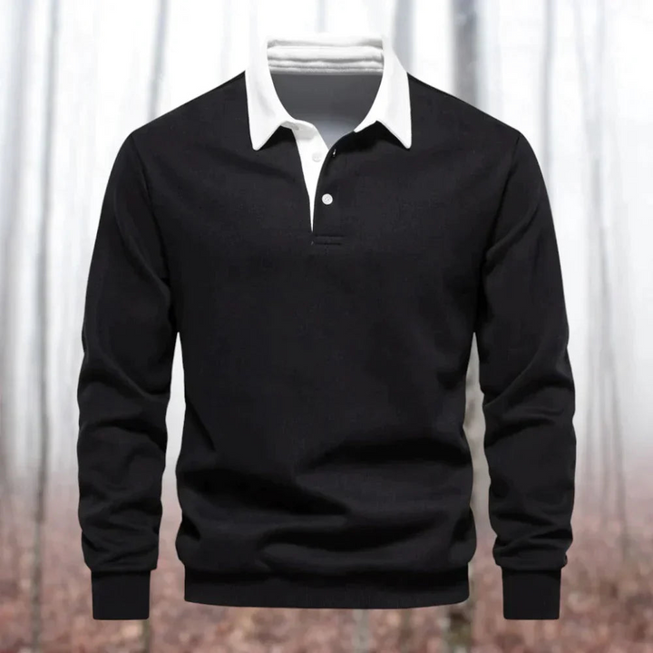 Levoire | Polo Shirt Avec Manches Longues FR Hommes Chic Noir