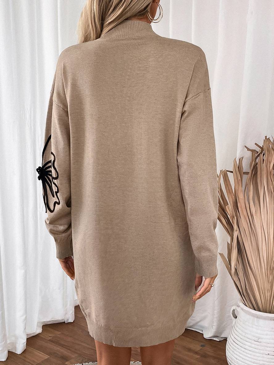 Levoire | Robe Courte Avec Imprimé Floral, Col Montant Et Manches Longues, Parfaite Pour Tous Les Jours