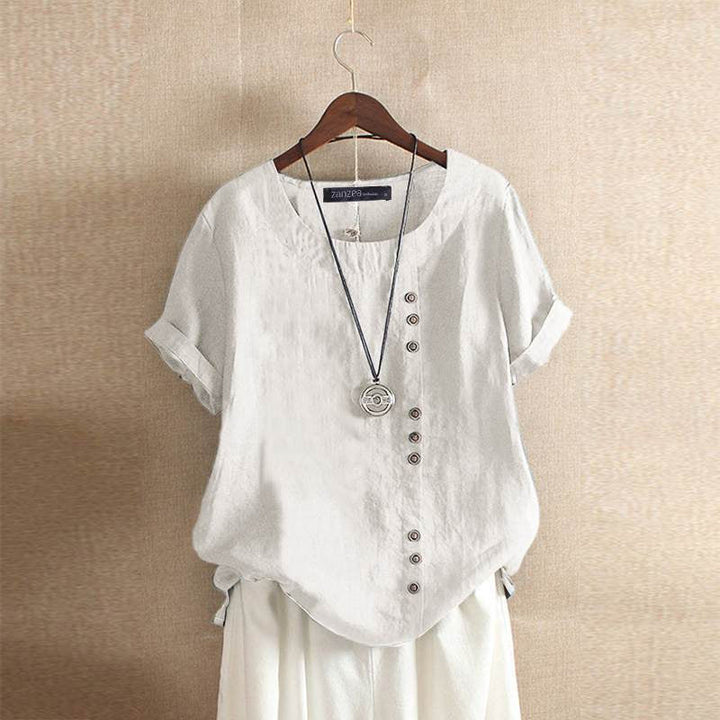 Levoire | Chemise En Lin À Manches Courtes Et Boutonnage Blanc