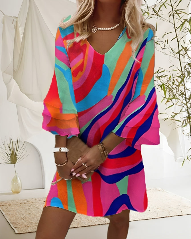 Levoire | Robe Multicolore Avec Des Manches Larges